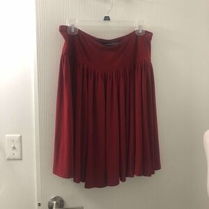 Norma Kamali Womens Pleated Mini Red Skirt Sz L